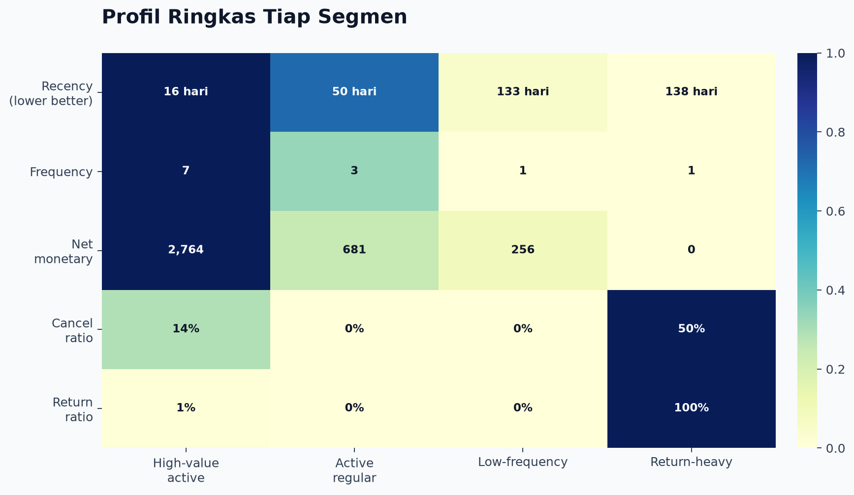 Profil ringkas tiap segmen